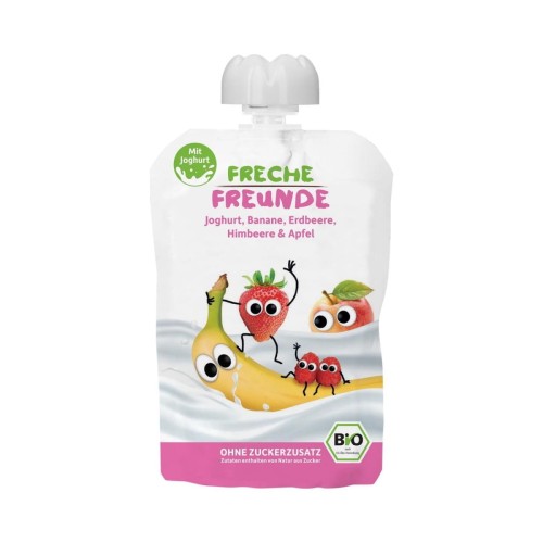 31367JOGURT W TUBCE BANAN - TRUSKAWKA - MALINA - JABŁKO BEZ DODATKU CUKRÓW OD 10 MIESIĄCA BIO 100 g - FRECHE FREUNDE-1