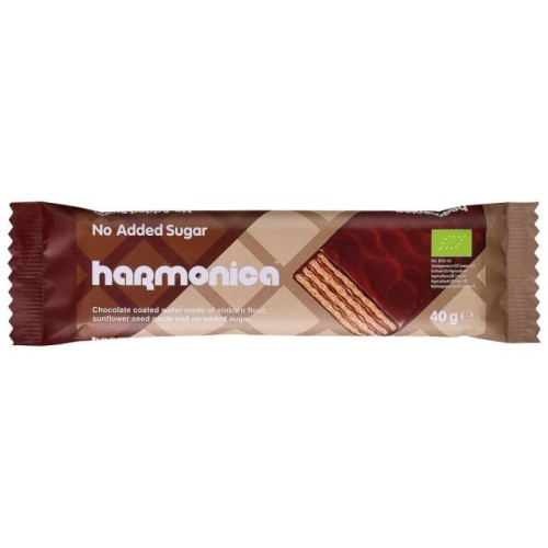 31368WAFELEK Z SAMOPSZY Z KREMEM MLECZNO - KAKAOWYM W POLEWIE Z MLECZNEJ CZEKOLADY BEZ DODATKU CUKRU BIO 40 g - HARMONICA-1