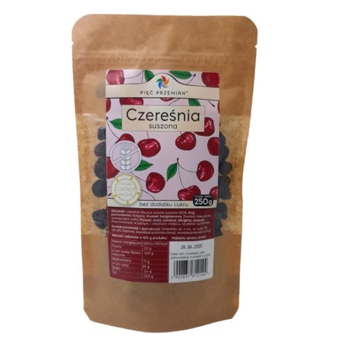 31437CZEREŚNIA SUSZONA BEZ DODATKU CUKRU BEZGLUTENOWA 250 g - PIĘĆ PRZEMIAN-1