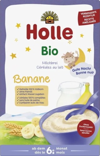 31447KASZKA PEŁNOZIARNISTA MLECZNO - BANANOWA BEZ DODATKU CUKRÓW OD 6 MIESIĄCA BIO 250 g - HOLLE-1