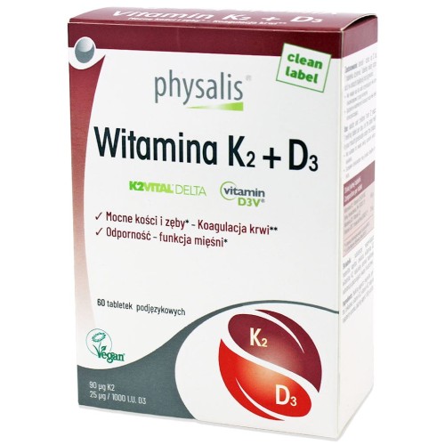 32047WITAMINA K2 + D3 60 TABLETEK PODJĘZYKOWYCH - PHYSALIS-1