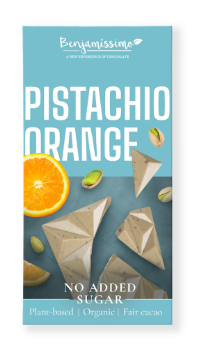32102TABLICZKA KAKAOWA PISTACJE - POMARAŃCZA BEZ DODATKU CUKRU BEZGLUTENOWA BIO 60 g - BENJAMISSIMO-1