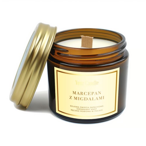 32107ŚWIECA SOJOWA ZAPACHOWA Z DREWNIANYM KNOTEM MARCEPAN Z MIGDAŁAMI 120 ml - YOUR CANDLE-1