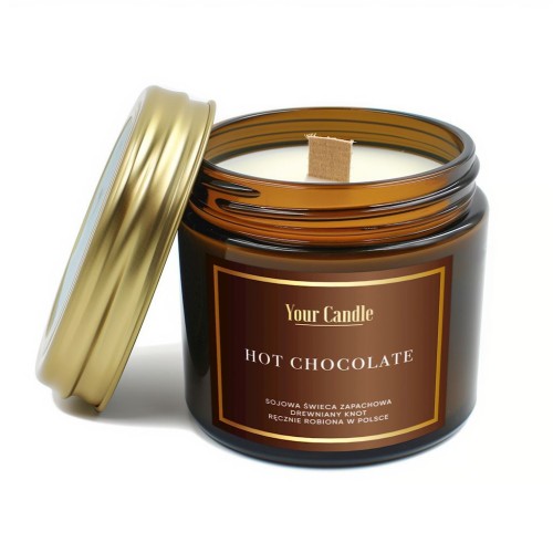 32109ŚWIECA SOJOWA ZAPACHOWA Z DREWNIANYM KNOTEM HOT CHOCOLATE 120 ml - YOUR CANDLE-1