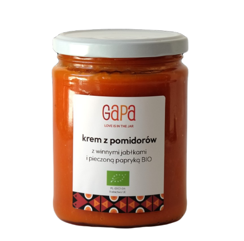 32276KREM Z POMIDORÓW Z PIECZONĄ PAPRYKĄ I WINNYMI JABŁKAMI BIO 450 g - GAPA-1