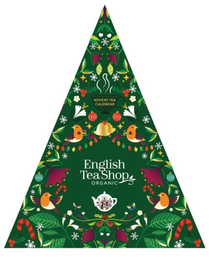 32313KALENDARZ ADWENTOWY (HERBATY I HERBATKI) BIO PIRAMIDKI (GREEN TRANGULAR – 13 SMAKÓW) (25 x 2 g) 50 g - ENGLISH TEA SHOP ORGANIC (PRODUKT SEZONOWY)-1