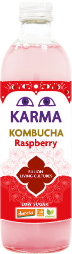 32357KOMBUCHA O SMAKU MALINOWYM NISKA ZAWARTOŚĆ CUKRÓW FAIR FOR LIFE DEMETER BIO 500 ml - KARMA KOMBUCHA-1