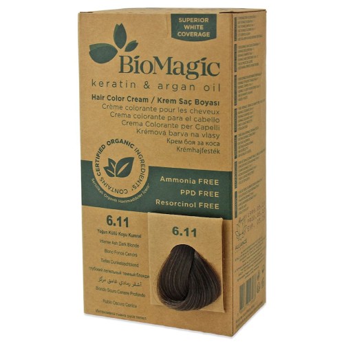 32383FARBA DO WŁOSÓW INTENSYWNY POPIELATY CIEMNY BLOND (6.11) 250 g - BIOMAGIC-1