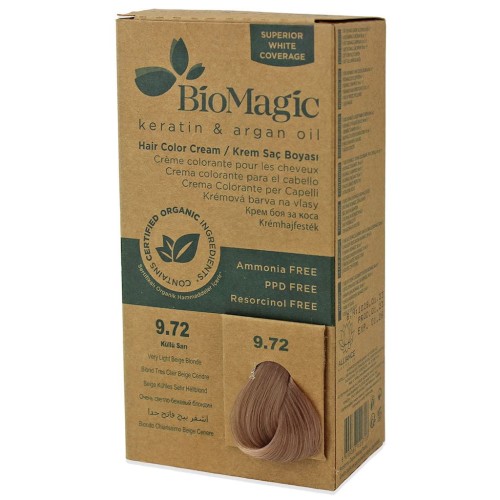 32385FARBA DO WŁOSÓW BARDZO JASNY BEŻOWY BLOND (9.72) 250 g - BIOMAGIC-1