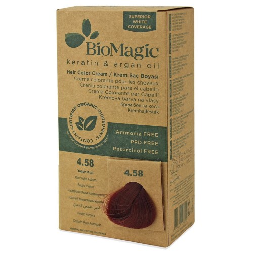 32387FARBA DO WŁOSÓW CZERWONY KASZTAN (4.58) 250 g - BIOMAGIC-1