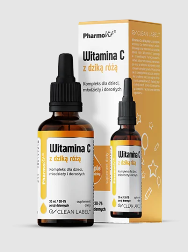 32438WITAMINA C Z DZIKĄ RÓŻĄ BEZGLUTENOWA W KROPLACH 30 ml - PHARMOVIT-1
