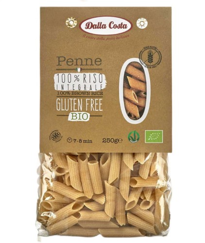 32553MAKARON (RYŻOWY RAZOWY) PENNE BEZGLUTENOWY BIO 250 g - DALLA COSTA-1