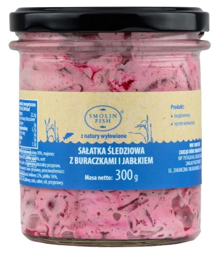 32804SAŁATKA ŚLEDZIOWA Z BURACZKIEM I JABŁKIEM 390 g - SMOLIN FISH (NA ZAMÓWIENIE)-1