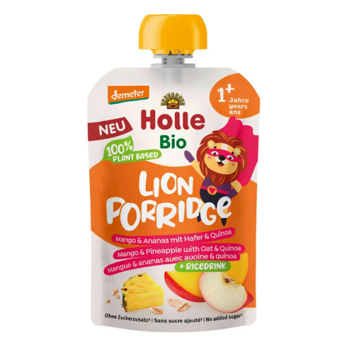 33122MUS OWSIANKOWY LEW (JABŁKO - RYŻ - MANGO - ANANAS - QUINOA) OD 1 ROKU DEMETER BIO 110 g - HOLLE-1
