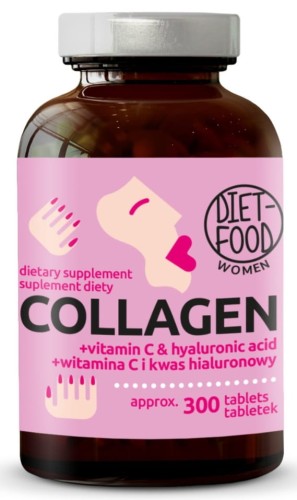 33172KOLAGEN WOŁOWY Z KWASEM HIALURONOWYM I WITAMINĄ C 300 TABLETEK - DIET-FOOD-1