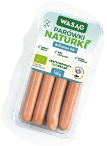 PARÓWKI DELIKATNE BEZGLUTENOWE BIO 150 g - WASĄG (NA ZAMÓWIENIE)