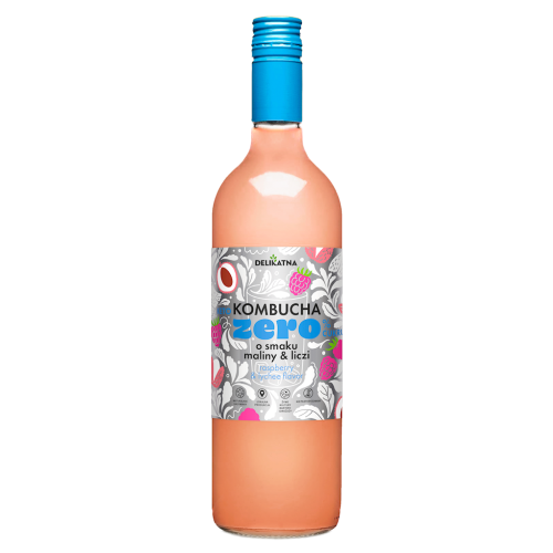 KOMBUCHA O SMAKU MALINY I LICZI ZERO % CUKRU 750 ml - DELIKATNA-1 33397 