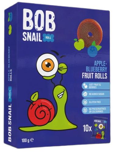 PRZEKĄSKI ROLL JABŁKO - BORÓWKA BEZ DODATKU CUKRÓW BEZGLUTENOWE 100 g - BOB SNAIL-1 33418 