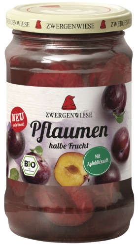 ŚLIWKI POŁÓWKI W LEKKIM SYROPIE BEZGLUTENOWE BIO 360 g (180 g) (SŁOIK) - ZWERGENWIESE-1 33448 