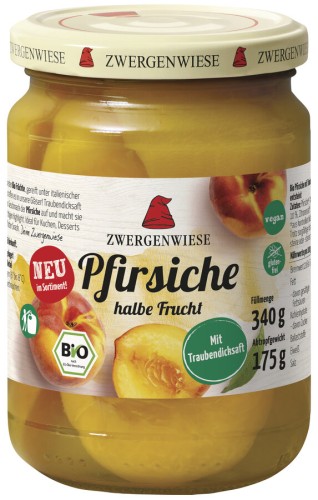 BRZOSKWINIE POŁÓWKI W LEKKIM SYROPIE BEZGLUTENOWE BIO 340 g (175 g) (SŁOIK) - ZWERGENWIESE-1 33449 