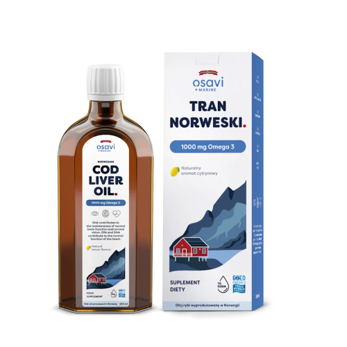 TRAN NORWESKI OMEGA-3 (1000 mg) O SMAKU CYTRYNOWYM 250 ml - OSAVI-1 33582 