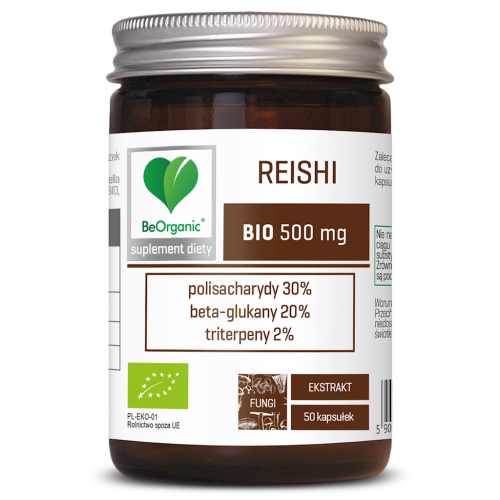 GRZYBY REISHI EKSTRAKT BIO (500 mg) 50 KAPSUŁEK - BE ORGANIC-1 33678 