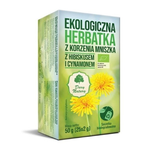 HERBATKA Z KORZENIA MNISZKA Z HIBISKUSEM I CYNAMONEM BIO (25 x 2 g) 50 g - DARY NATURY-1 33833 