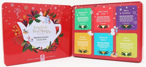 ZESTAW HERBAT I HERBATEK ŚWIĄTECZNYCH PREMIUM BIO W PUSZCE  (6 SMAKÓW) (36 x 1,5 g) 54 g - ENGLISH TEA SHOP ORGANIC (PRODUKT SEZONOWY)-1 33859 