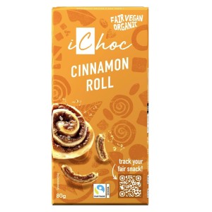 TABLICZKA KAKAOWA Z CYNAMONEM I KAWAŁKAMI WAFLI FAIR TRADE BIO 80 g - ICHOC (VIVANI)