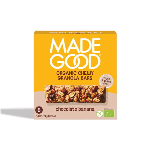 BATONIKI GRANOLA CRUNCHY Z CZEKOLADĄ I BANANEM BEZGLUTENOWE BIO (6 x 24 g) 144 g - MADEGOOD-1 33881 