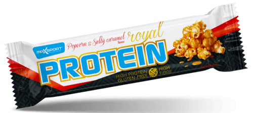 BATON PROTEINOWY O SMAKU SŁONEGO KARMELU I POPCORNU W POLEWIE KARMELOWEJ BEZGLUTENOWY 60 g - MAXSPORT-1 33960 