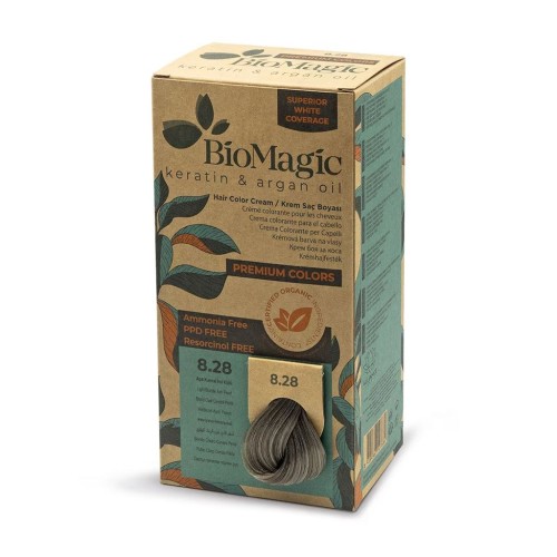 FARBA DO WŁOSÓW POPIELATO PERŁOWY JASNY BLOND (8.28) 170 ml - BIOMAGIC-1 33970 
