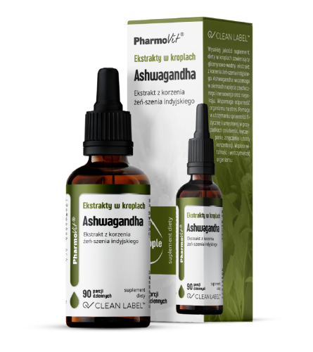 EKSTRAKTY W KROPLACH ASHWAGANDHA BEZGLUTENOWE 30 ml - PHARMOVIT (CLEAN LABEL)-1 34067 