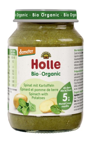 SZPINAK Z ZIEMNIAKIEM BEZ DODATKU CUKRÓW BEZGLUTENOWY OD 5 MIESIĄCA DEMETER BIO 190 g (SŁOIK) - HOLLE-1 34107 