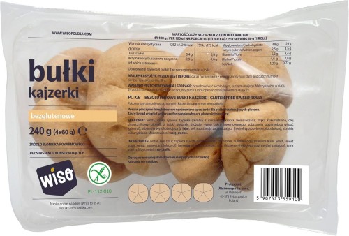BUŁKI KAJZERKI BEZGLUTENOWE (4 szt.) 240 g - WISO-1 34215 