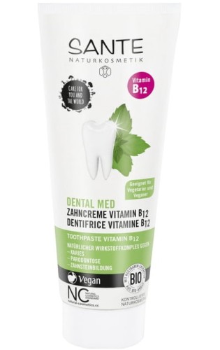 PASTA DO ZĘBÓW Z WITAMINĄ B12 I FLUOREM ECO 75 ml - SANTE-1 34224 