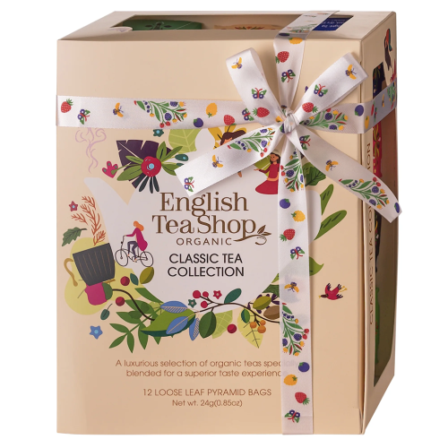 KOLEKCJA HERBAT I HERBATEK KLASYCZNYCH BIO PIRAMIDKI (CLASSIC BEŻOWE – 12 SMAKÓW) (12 x 2 g) 24 g - ENGLISH TEA SHOP ORGANIC-1 34260 