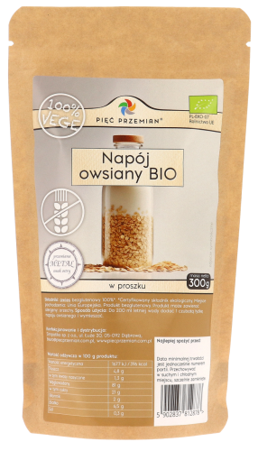NAPÓJ OWSIANY W PROSZKU BEZGLUTENOWY BIO 300 g - PIĘĆ PRZEMIAN-1 34322 