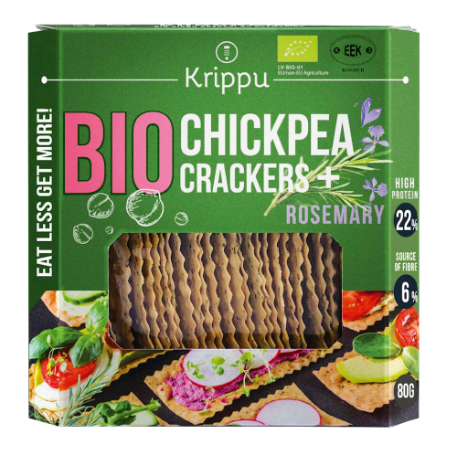 KRAKERSY PROTEINOWE Z CIECIERZYCY Z ROZMARYNEM BIO 80 g - KRIPPU-1 34389 