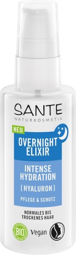 ELIKSIR NA NOC INTENSYWNIE NAWILŻAJĄCY DO WŁOSÓW NORMALNYCH I SUCHYCH Z KWASEM HIALURONOWYM I ALOESEM ECO 75 ml - SANTE-1 34401 