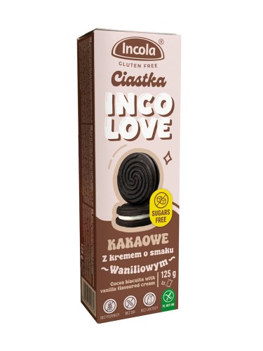 CIASTKA MARKIZY KAKAOWE Z KREMEM O SMAKU WANILIOWYM BEZ CUKRU BEZGLUTENOWE 125 g - INCOLA-1 34419 