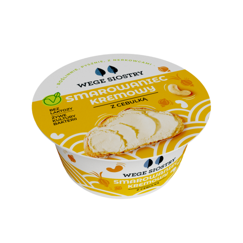 WEGAŃSKA ALTERNATYWA SERKA TWAROGOWEGO Z ORZECHÓW NERKOWCA Z CEBULĄ BEZGLUTENOWA 130 g - WEGE SIOSTRY-1 34448 
