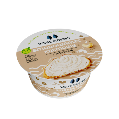 WEGAŃSKA ALTERNATYWA SERKA TWAROGOWEGO Z ORZECHÓW NERKOWCA Z PIEPRZEM BEZGLUTENOWA 130 g - WEGE SIOSTRY-1 34450 
