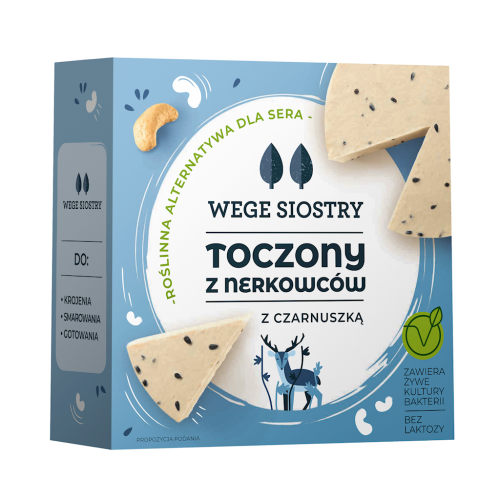WEGAŃSKA ALTERNATYWA SERA Z ORZECHÓW NERKOWCA Z CZARNUSZKĄ BEZGLUTENOWA 140 g - WEGE SIOSTRY-1 34454 
