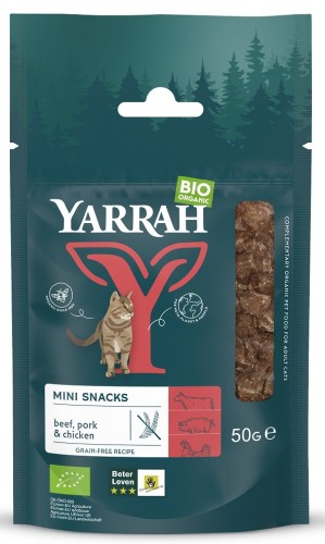 (DLA KOTA DOROSŁEGO) PRZYSMAK - KOSTKI Z WOŁOWINY, WIEPRZOWINY I KURCZAKA BIO 50 g - YARRAH-1 34556 