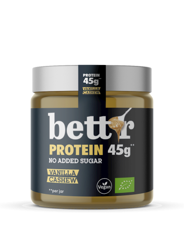 KREM PROTEINOWY Z ORZECHÓW NERKOWCA Z WANILIĄ BEZ DODATKU CUKRÓW BIO 250 g - BETT'R-1 34595 