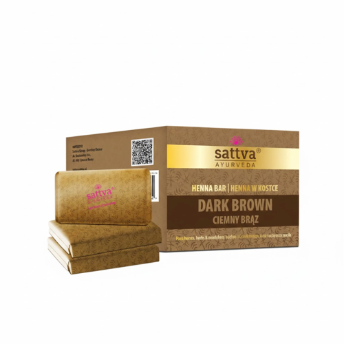 HENNA CIEMNY BRĄZ W KOSTCE ECO (3 x 80 g) 240 g - SATTVA (AYURVEDA)-1 34598 