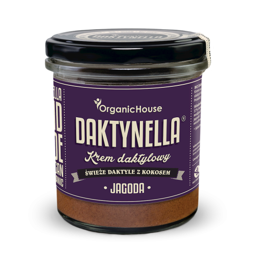 KREM KOKOS - DAKTYLE MEDJOOL - JAGODA BEZGLUTENOWY BIO 280 g - ORGANICHOUSE (DAKTYNELLA)-1 34635 