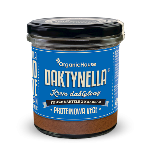 KREM PROTEINOWY KOKOS - DAKTYLE MEDJOOL BEZGLUTENOWY BIO 280 g - ORGANICHOUSE (DAKTYNELLA)-1 34637 