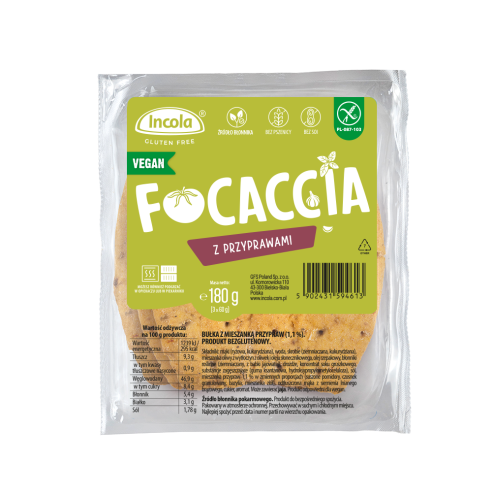 BUŁKI FOCACCIA Z PRZYPRAWAMI BEZGLUTENOWE (3 szt.) 180 g - INCOLA-1 34676 
